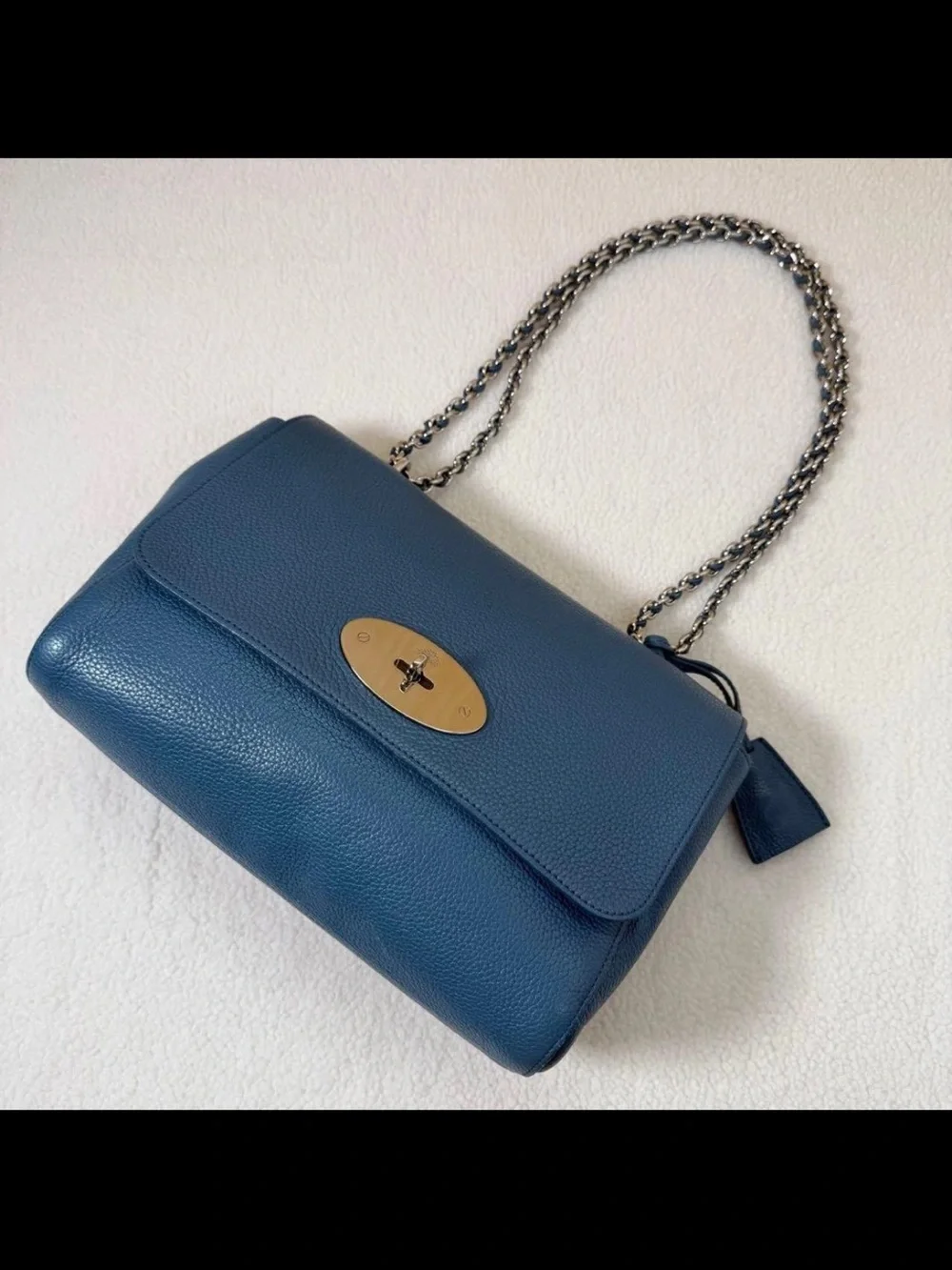 Mulberry Blue Leather Chain-Handle Shoulder Bag